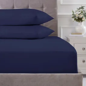 100% Cotton 180TC Navy Fitted Sheet