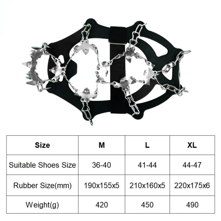 24 Teeth Outdoor Snow Anti-slip Ice Claws 201 Stainless Steel Anti-slip Shoe Cover, Size: XL(Black)