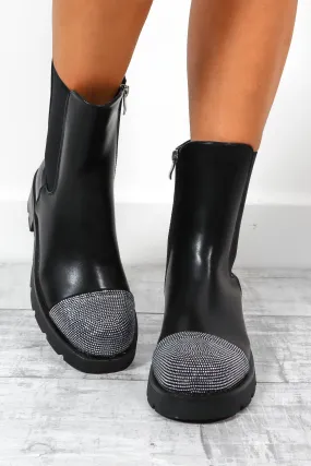 A Twinkle In Your Eye - Black Silver Embellished Boots