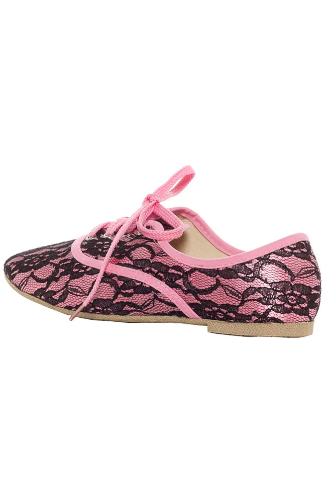 ACE OF LACE OXFORD SHOES PINK