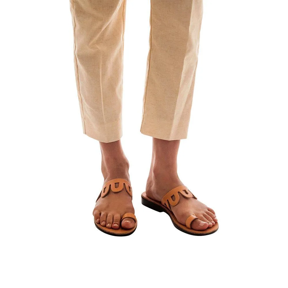 Aja - Leather Flat Sandal | Tan