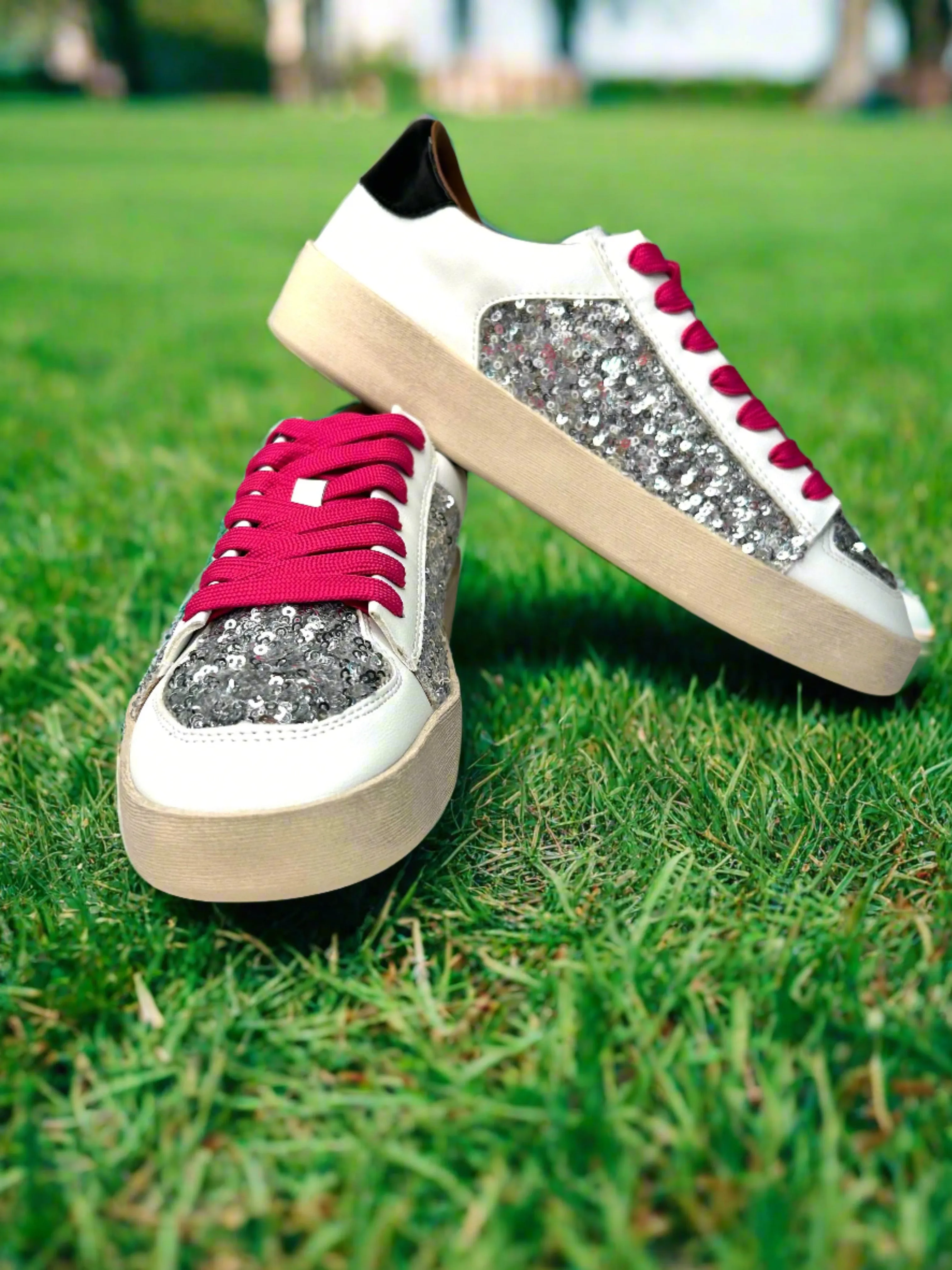 Another Round Silver Sequins Sneakers