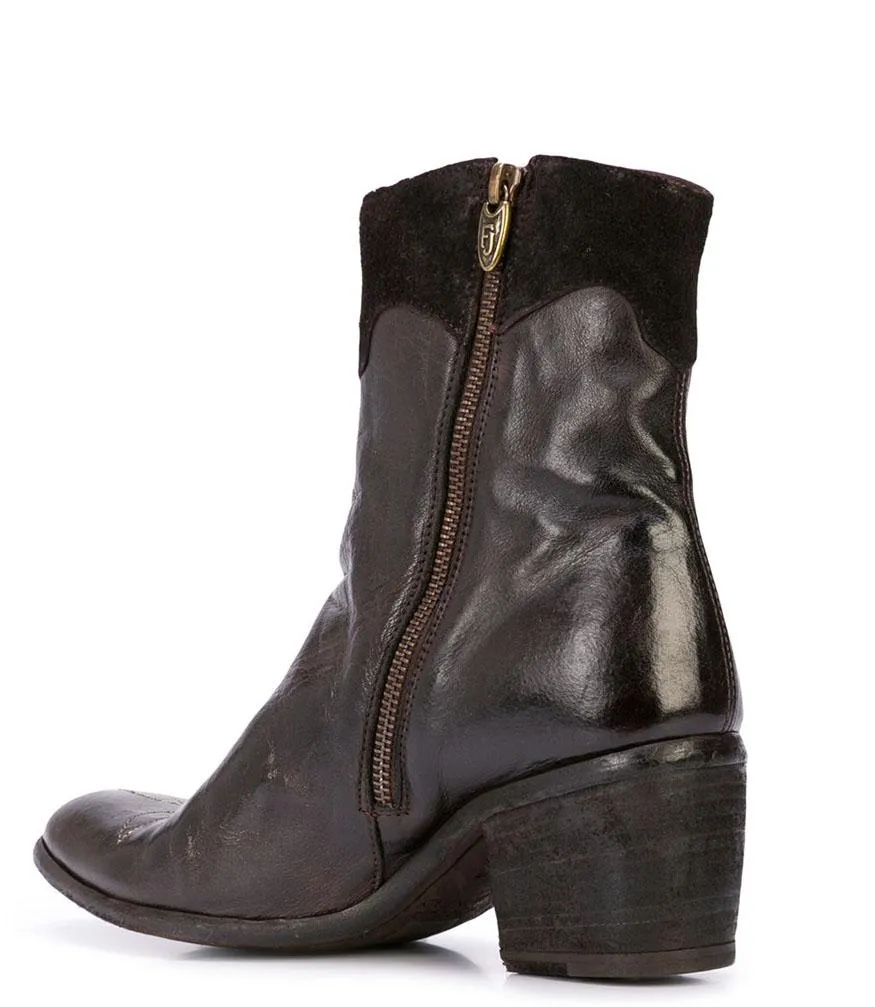 Brown Leather Boot w/ Gold Star Detail