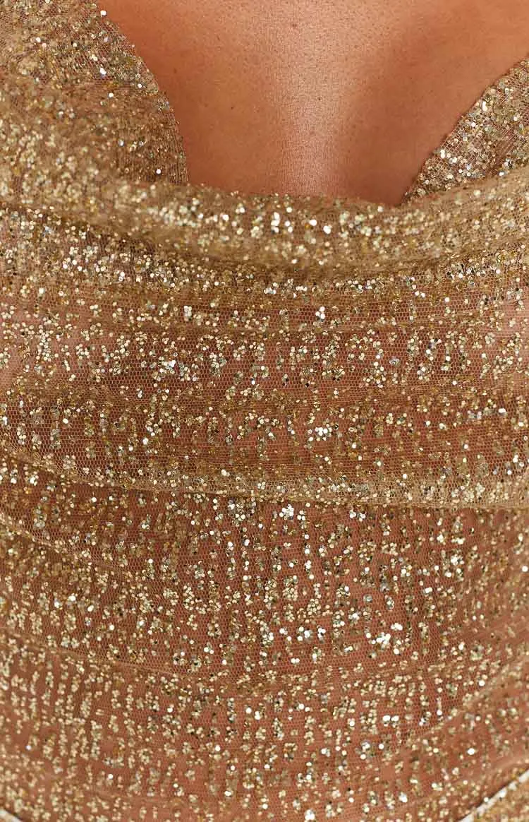 Charmaine Gold Glitter Mini Dress