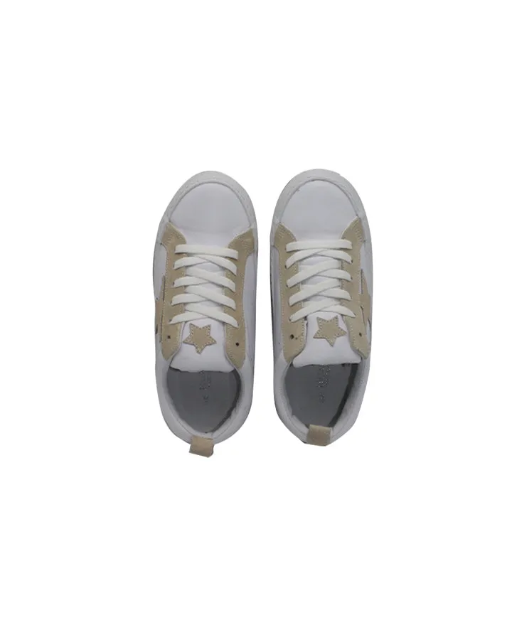 Chic Leather Trainer White Beige