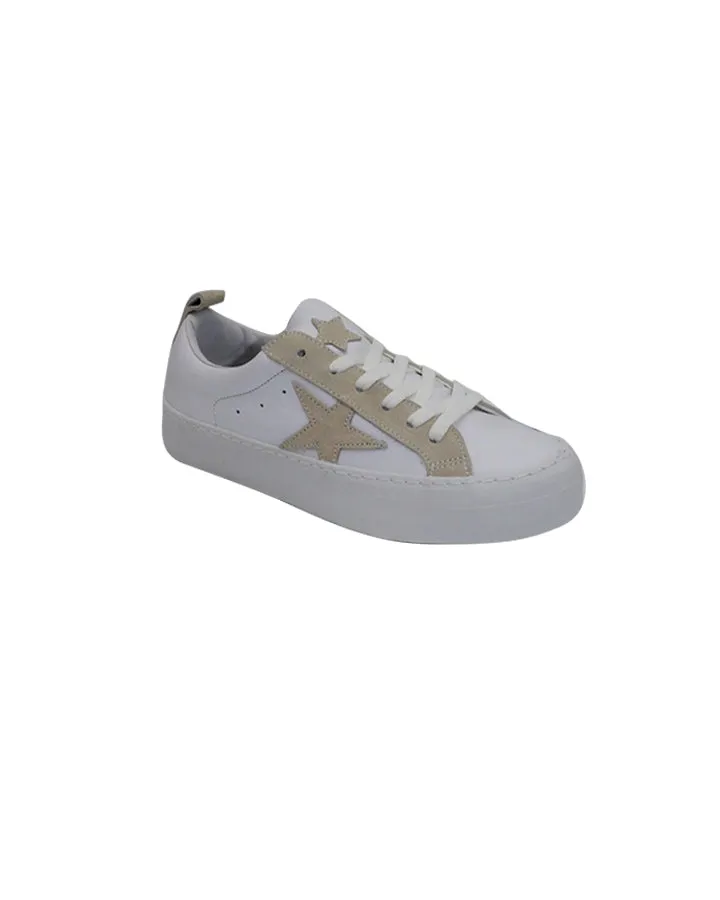 Chic Leather Trainer White Beige