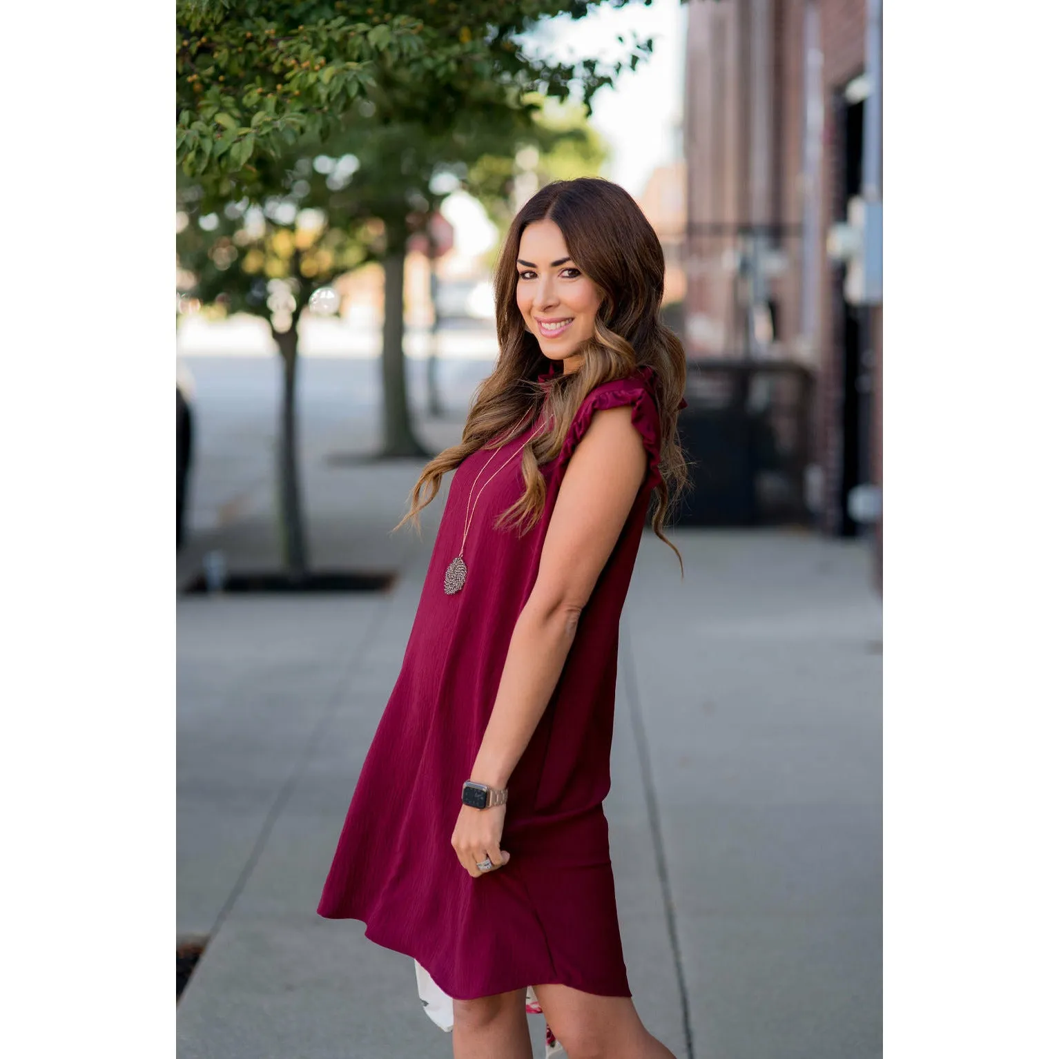 Cinch Neck Tunic Dress