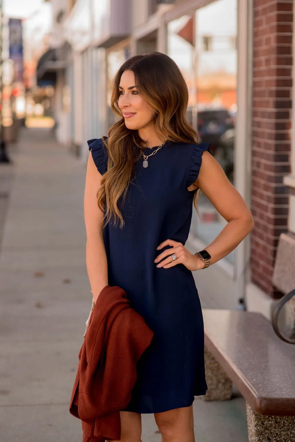 Cinch Neck Tunic Dress