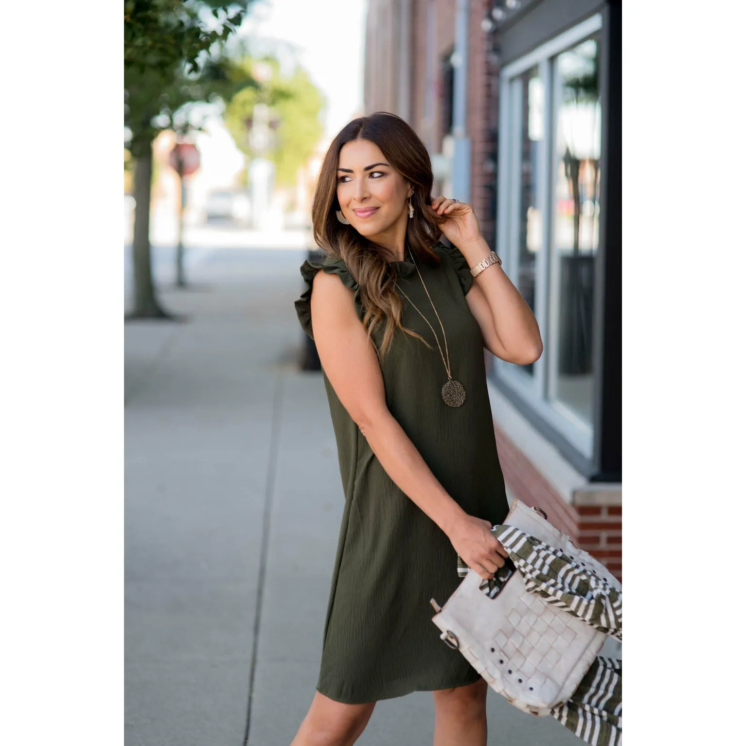 Cinch Neck Tunic Dress