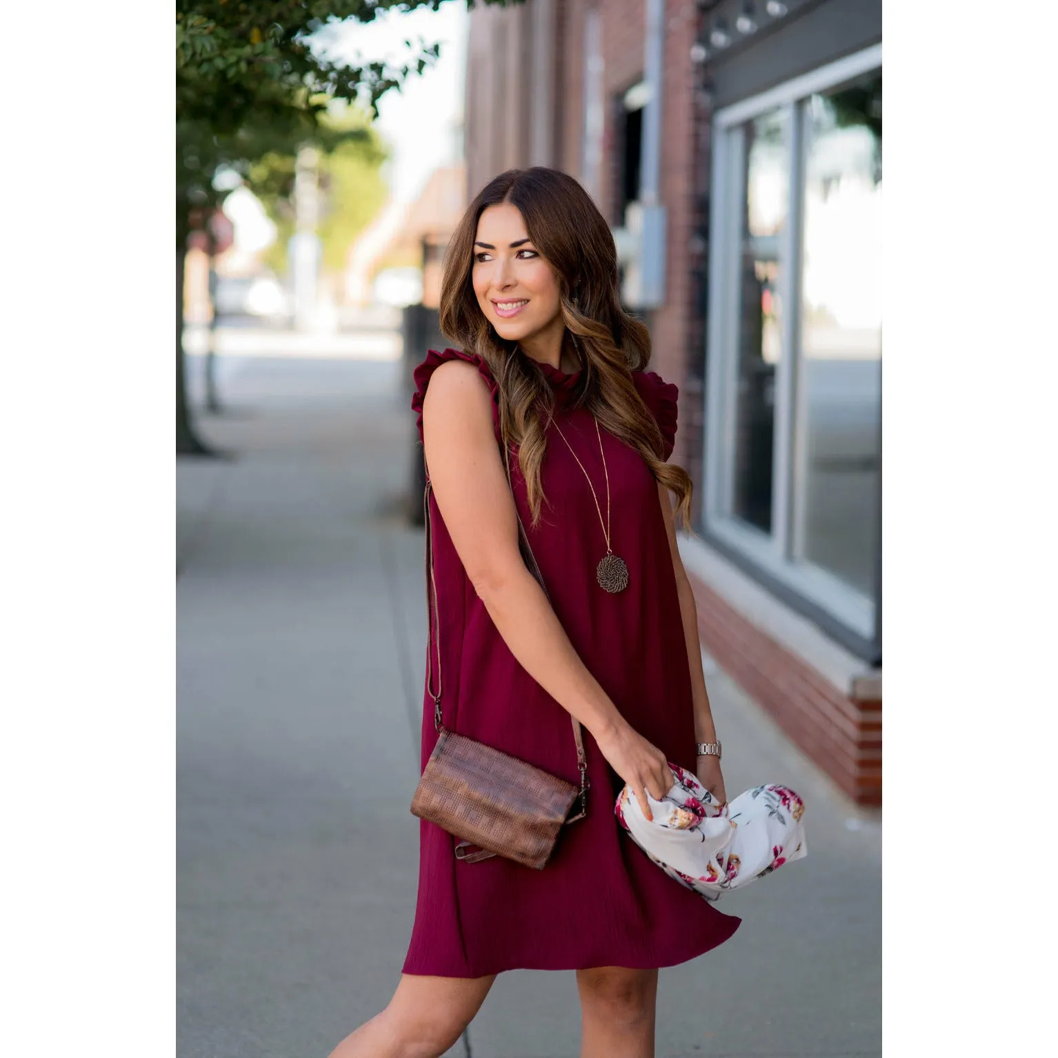 Cinch Neck Tunic Dress