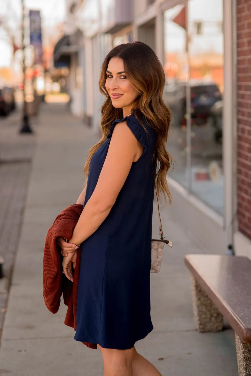 Cinch Neck Tunic Dress