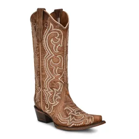 Circle G By Corral Ladies Brown Sequence Embroidery Boots L5893