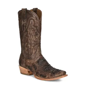 Corral Men's Brown Alligator Inlay and Embroidery Horseman Toe A4337