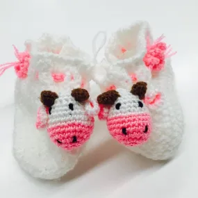 Crocheted Baby Booties "Cow"