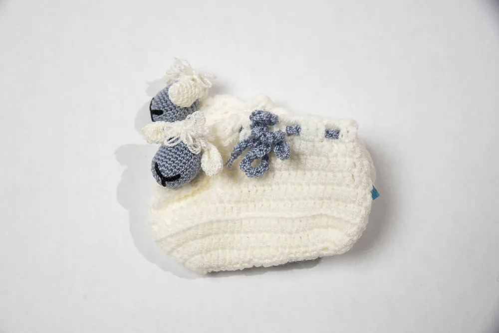 Crocheted Baby Booties "Sheep"