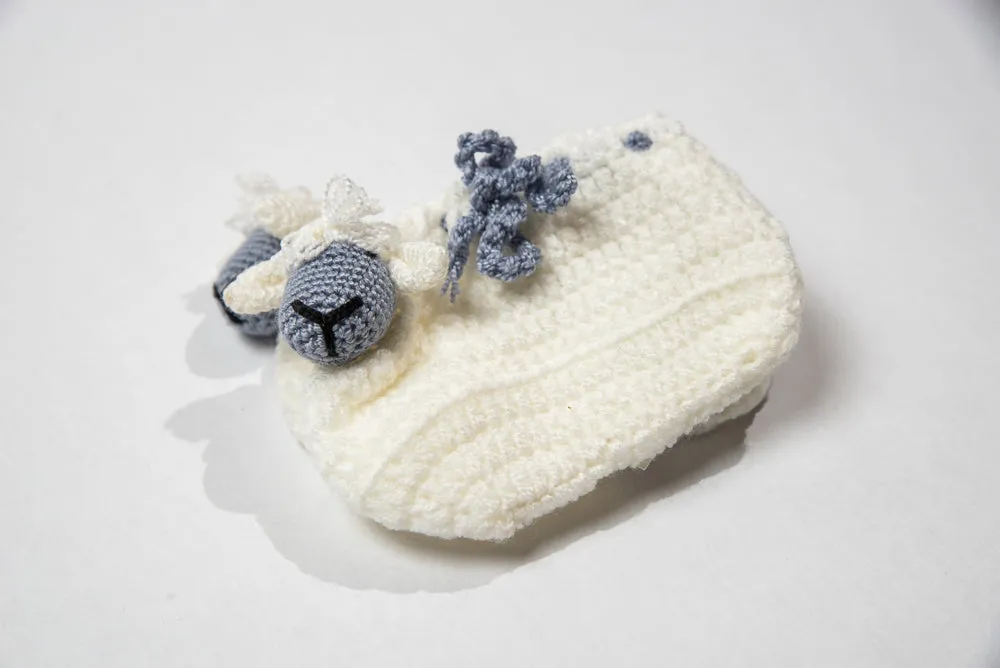 Crocheted Baby Booties "Sheep"