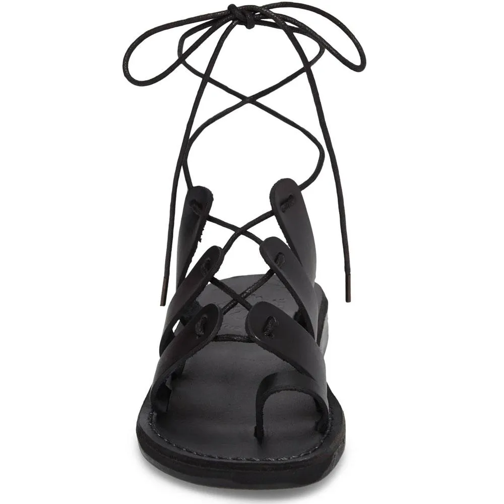 Deborah - Leather Lace Up Sandal | Black