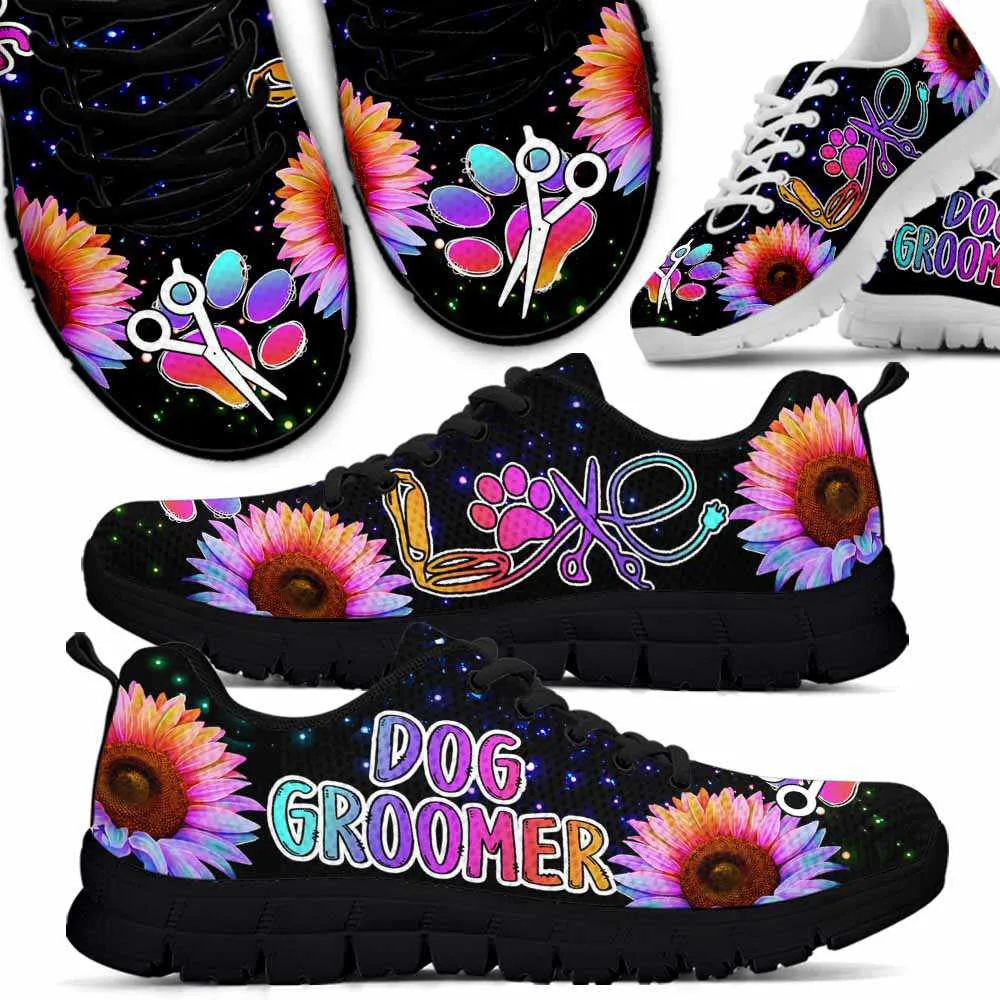 Dog Groomer Sneaker, Colorful Sunflower Love Groomer Sneakers Shoes, Best Running Shoes, Unique Gifts For Dog Lovers