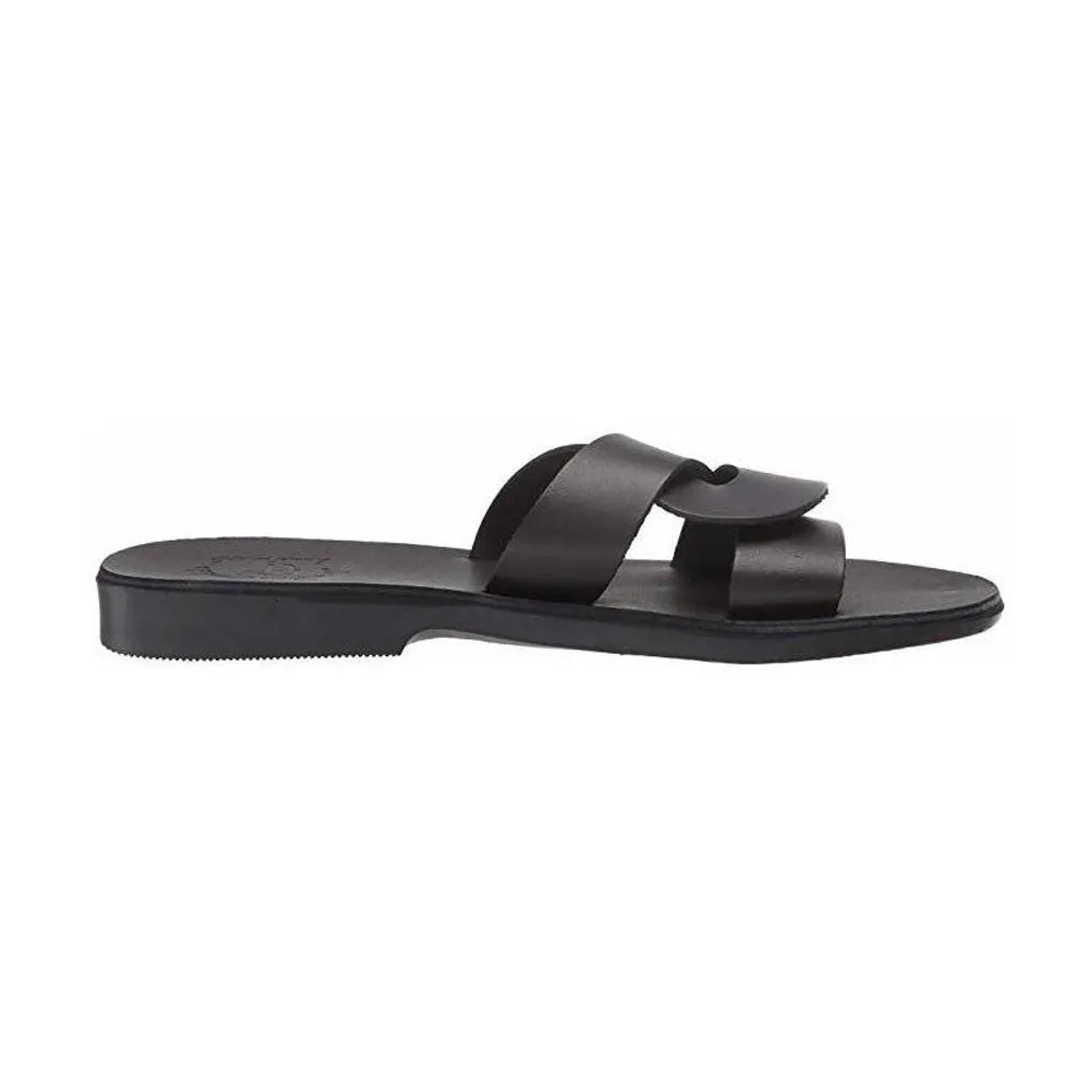 Emily - Leather Crossover Strap Sandal | Black