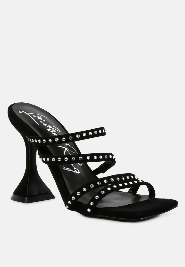 Face Me Studded Spool Heel Multi Strap Sandals