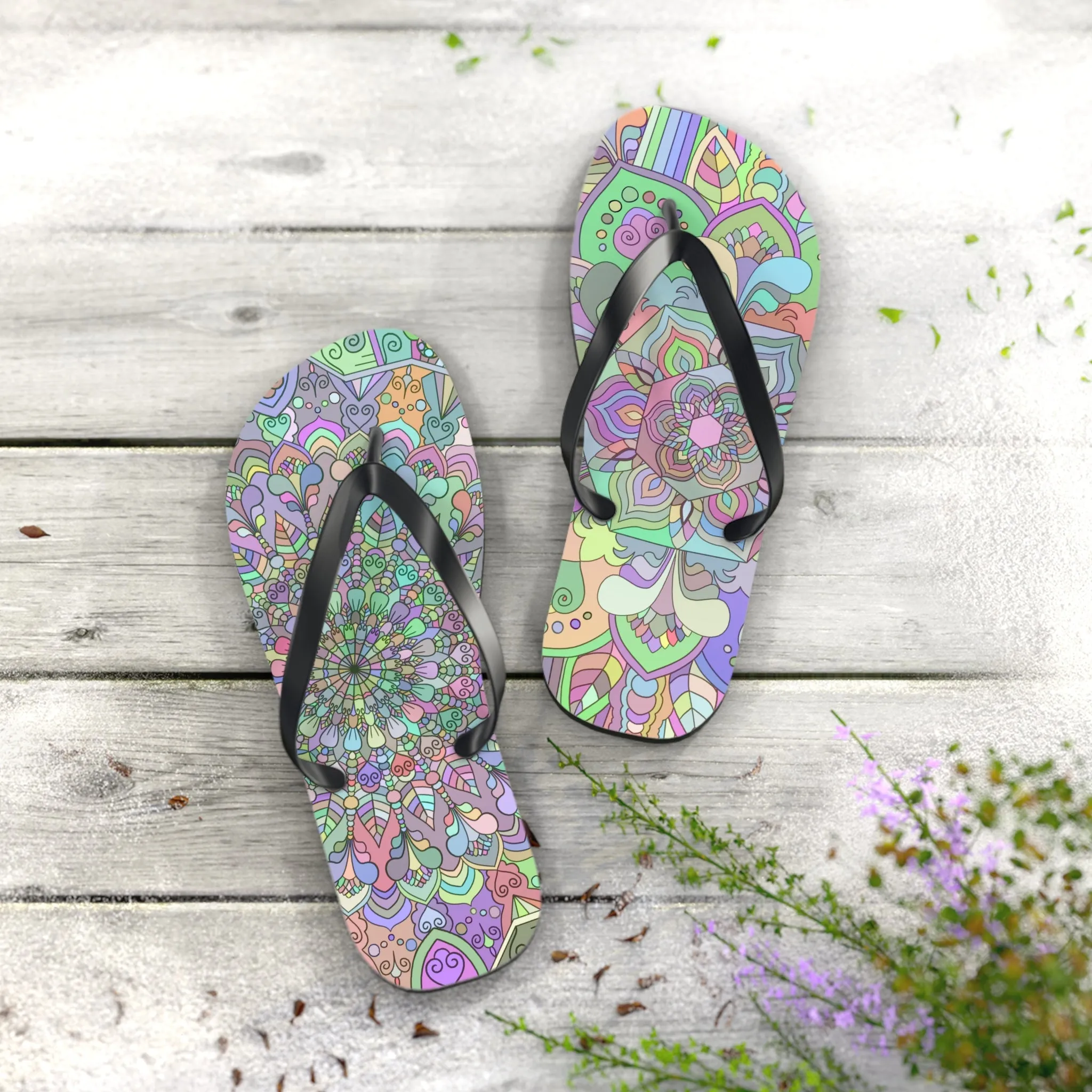 Flip Flops, Mandala Art Hand Drawn