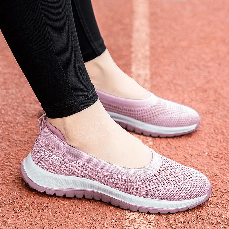 Flying Woven Mesh Shoes  Women'S Breathable Shoes  Pregnant Women'S Shoes  Walking  Dancing  Mother'S Casual Shoes