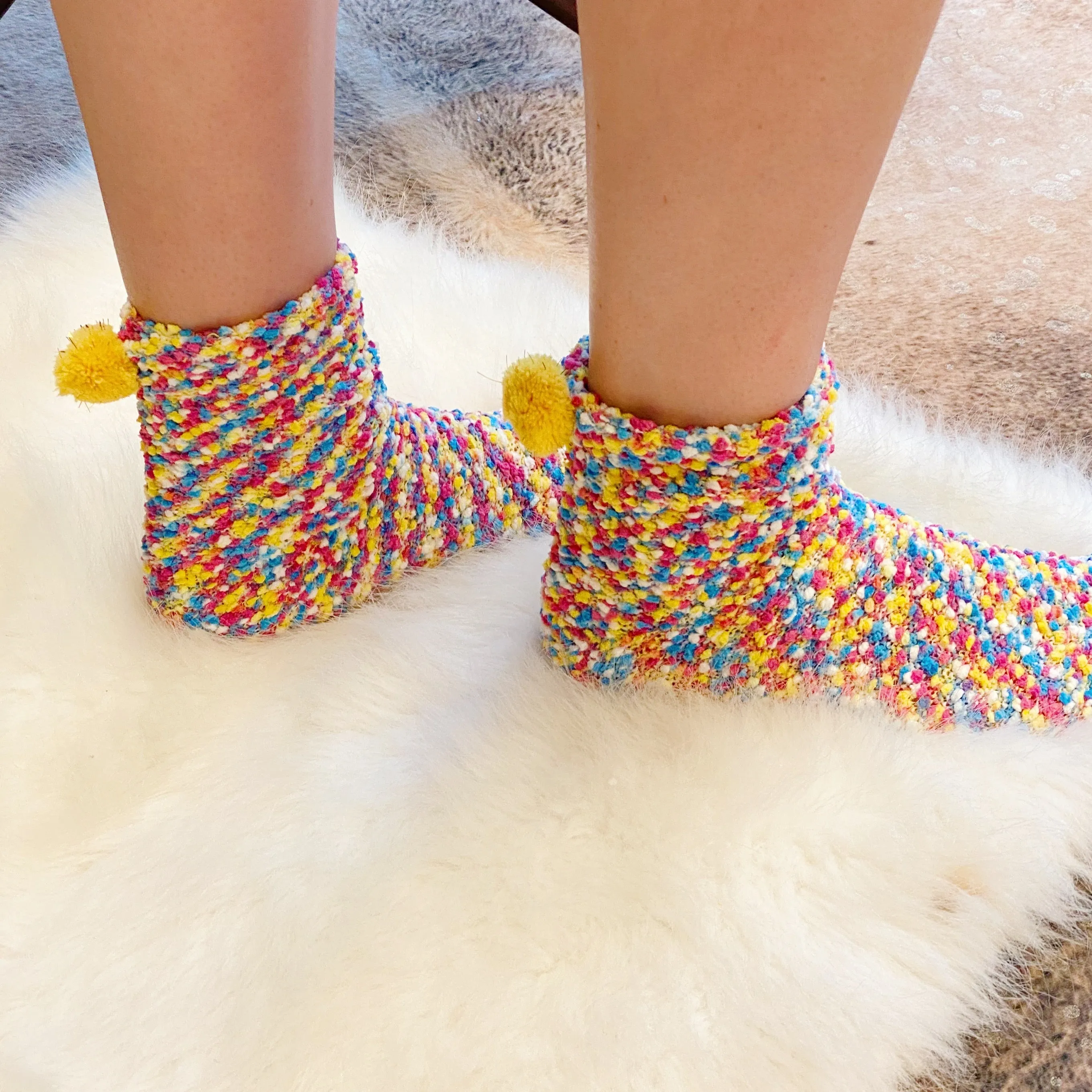 Fuzzy Pom Confetti Socks