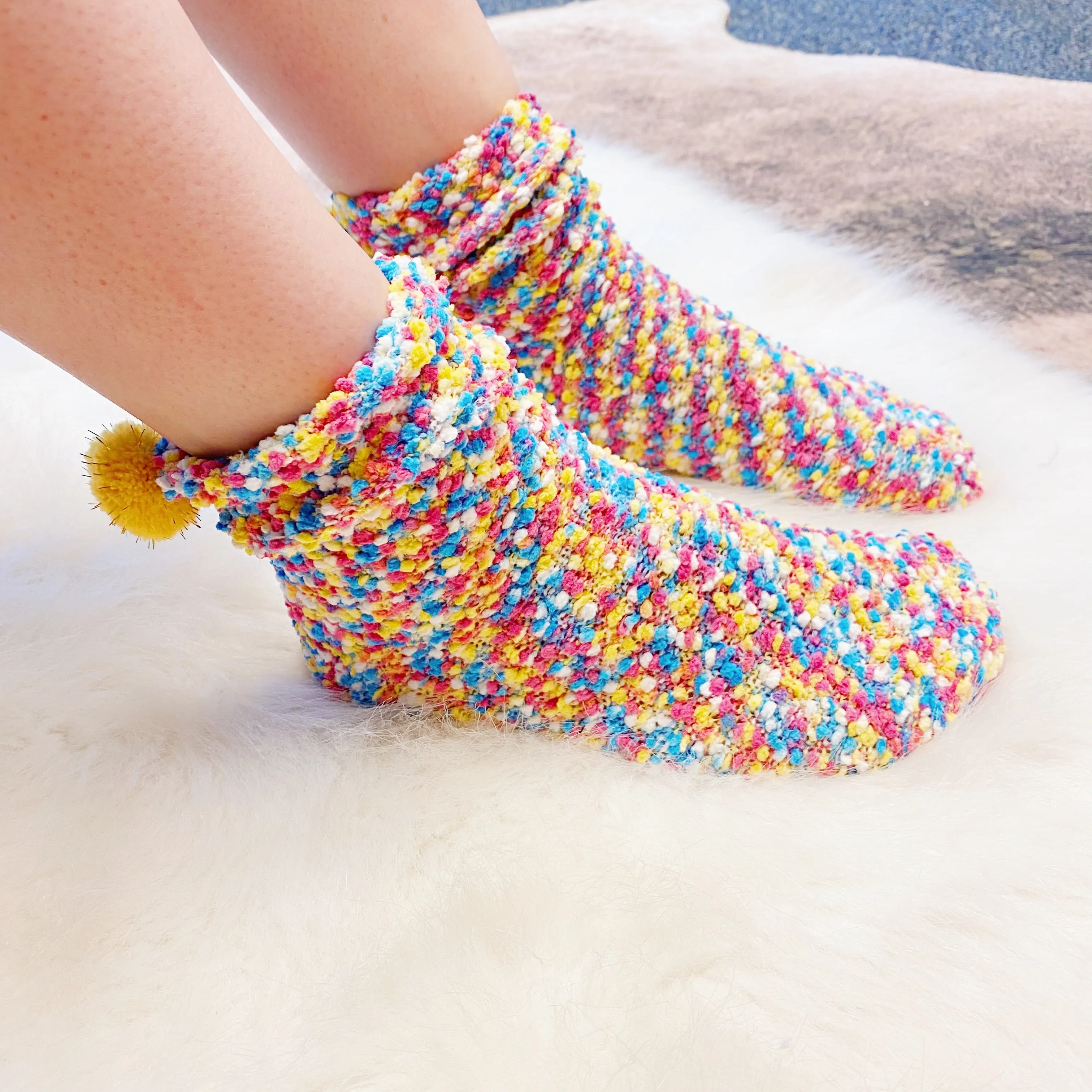 Fuzzy Pom Confetti Socks