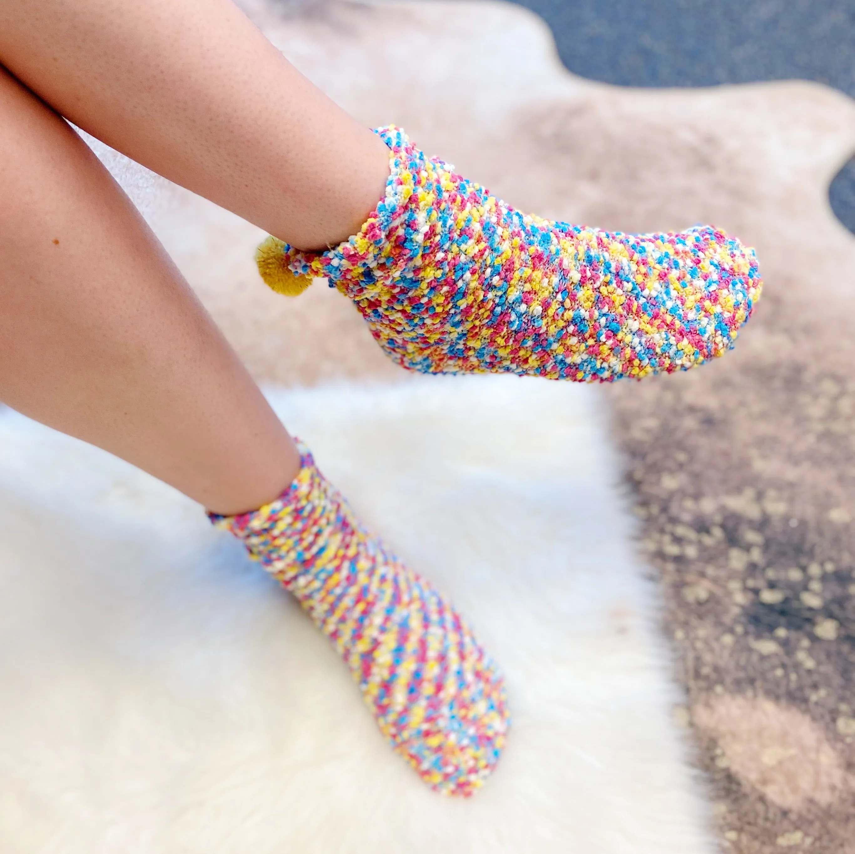 Fuzzy Pom Confetti Socks