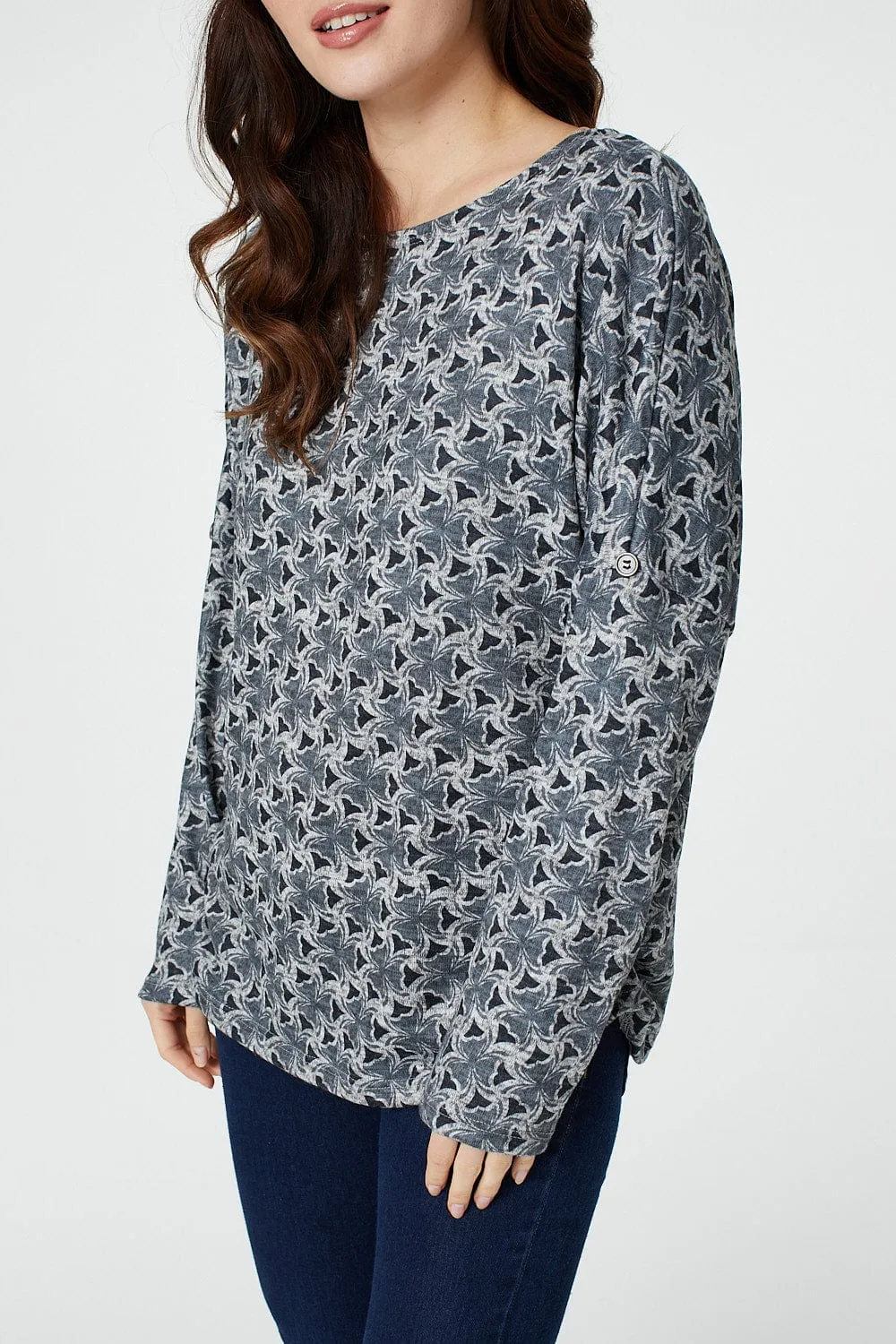 Geo Print Slouchy Sweatshirt