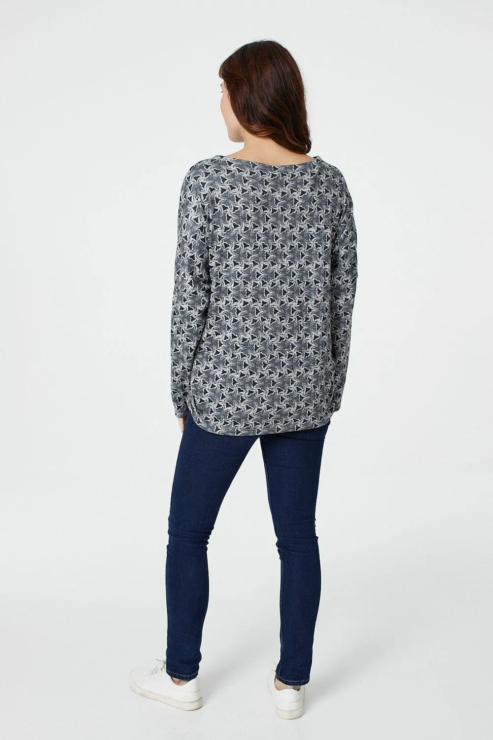 Geo Print Slouchy Sweatshirt