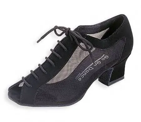 Go Go Dance Shoes, 4050, Black Nubuck-Mesh, 1.8” Heel