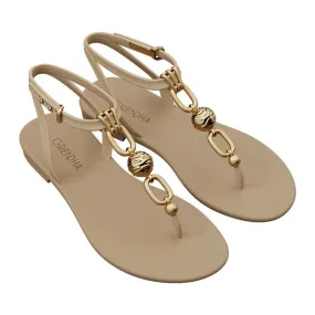 Grendha Slingback Sandals with Trim - Beige/Gold