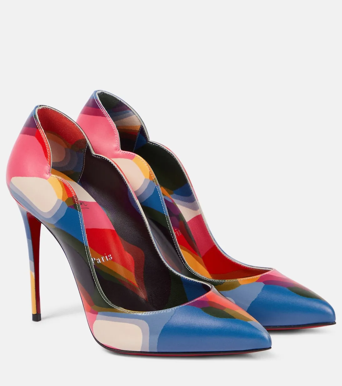 Hot chick 100 leather shoes with Christian Louboutin print, multicolor