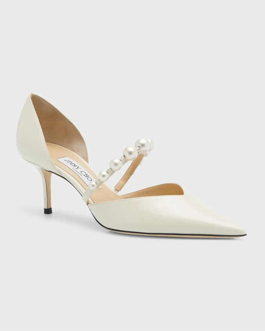 Jimmy Choo Aurelie d'Orsay Pearl Ribbon Pumps