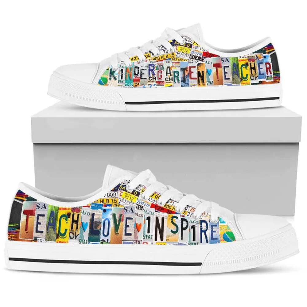 Kindergarten Teacher Shoes License Plate Shoes for Mens, Teacher Shoes, Low Top Sneakers