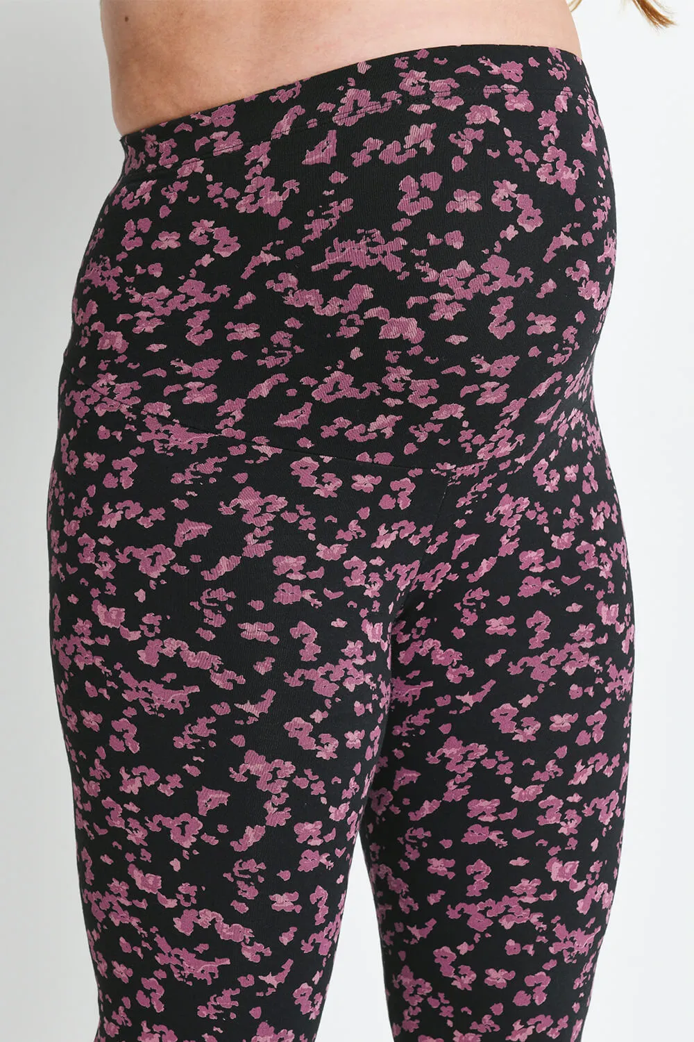 Maternity Everyday Leggings - Black/Burgundy Floral