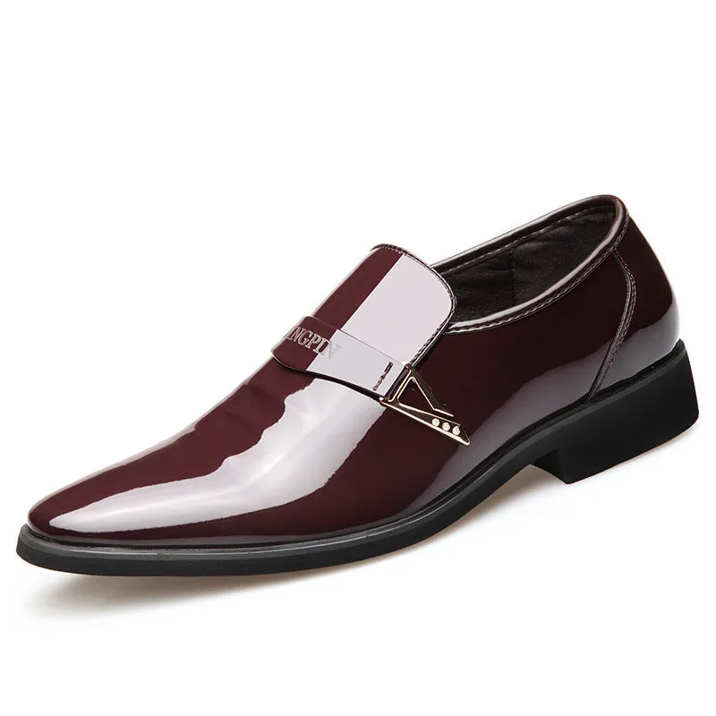 Men's Business Pointed Toe Breathable Patent Leather Shoes