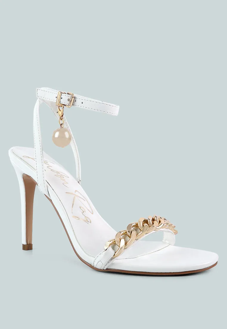 Mooning Metal Chain Strap Stiletto Sandals