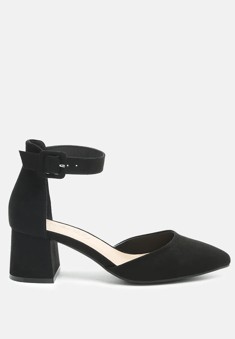 Nymph Low Block Heel Micro Suede Sandals