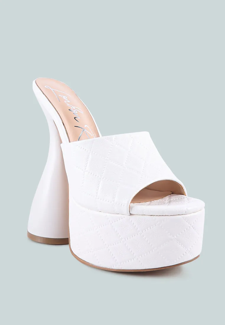 Oomph Quilted Hourglass Heel Platform Sandals