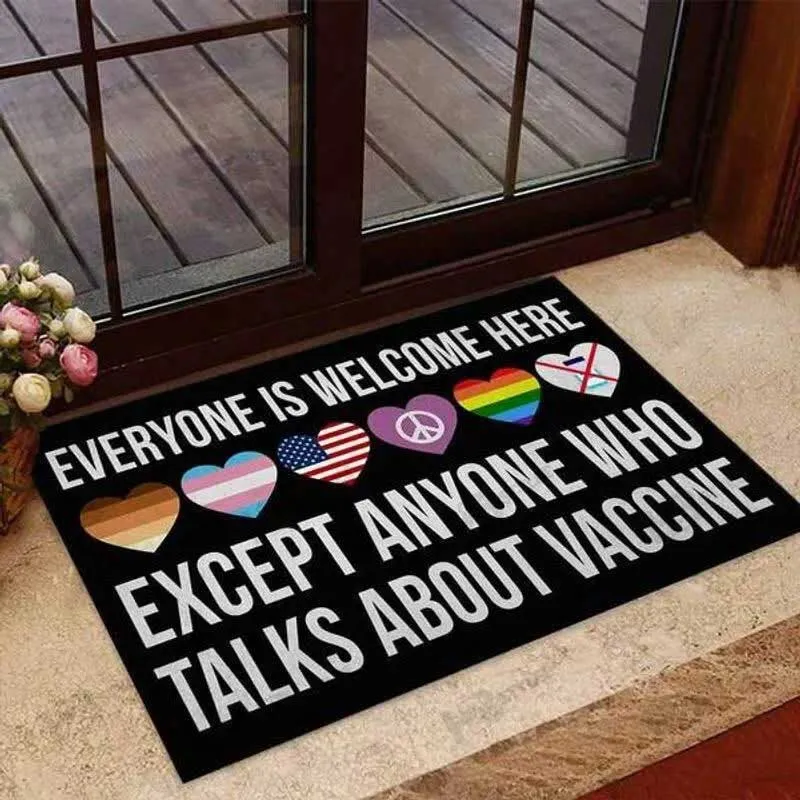 Pride Door Mat, Lgbt Doormat Everyone Is Welcome Here Lgbt Support Hippie Heart Doormat