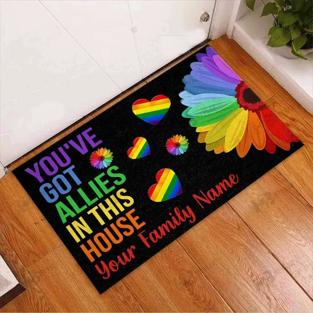 Pride Doormat For Ally, Ally Gifts Lgbt You'Ve Got Allies In This House Custom Name Doormat