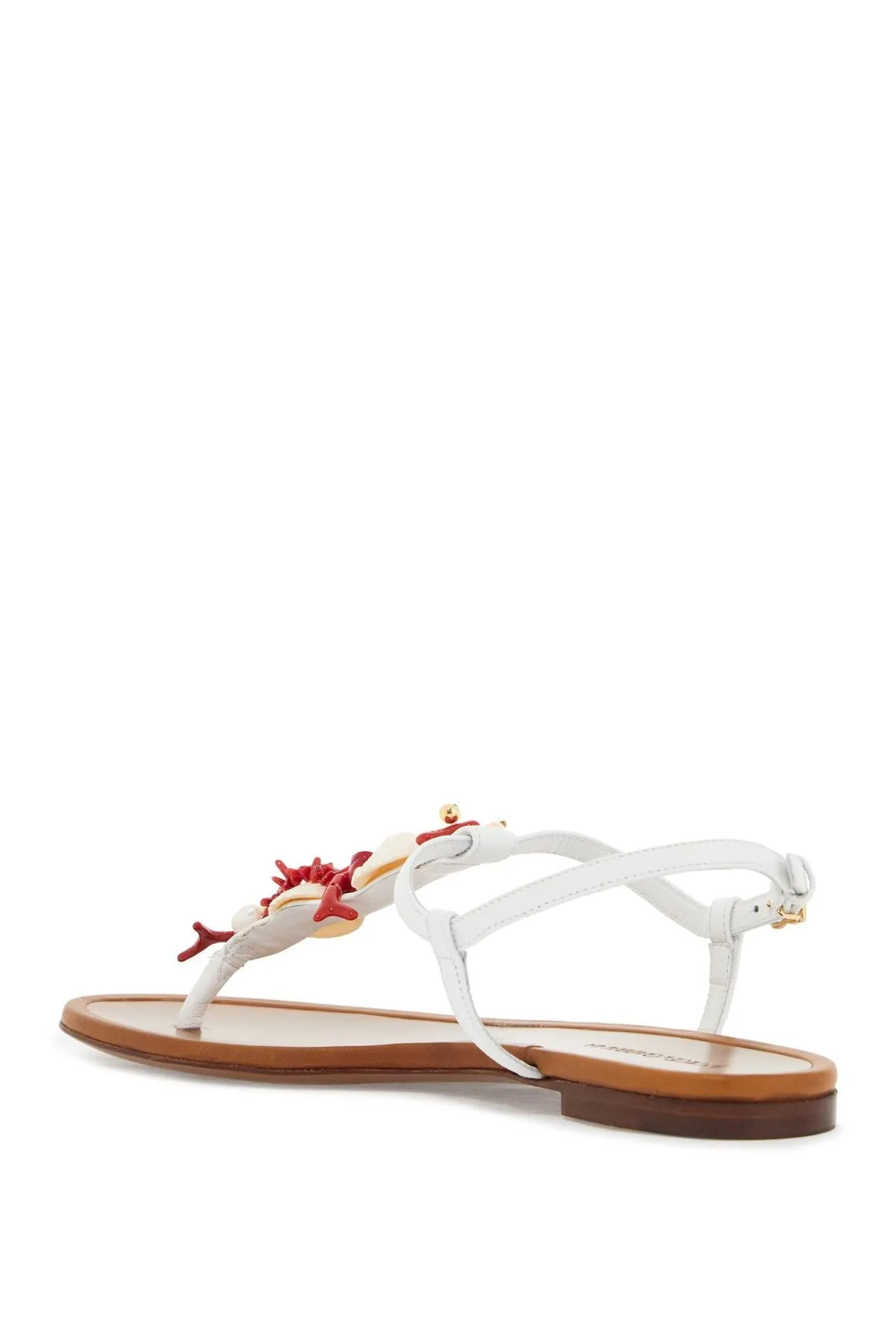 "nappa flip-flops with coral CQ0604 AW116 BIANCO/MULTICOLOR