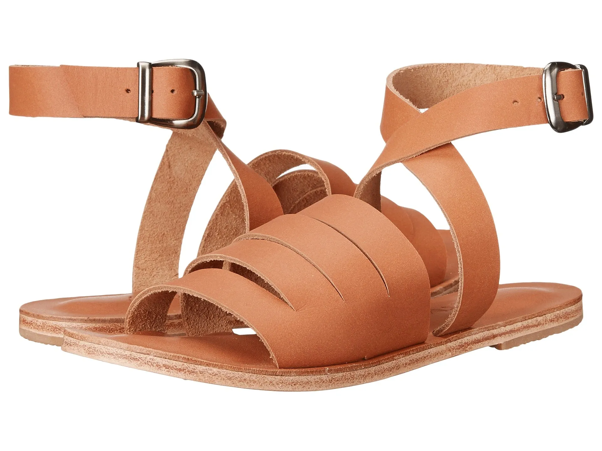 Santa Monica Blvd - Cross Anklet Buckle Sandals | Tan