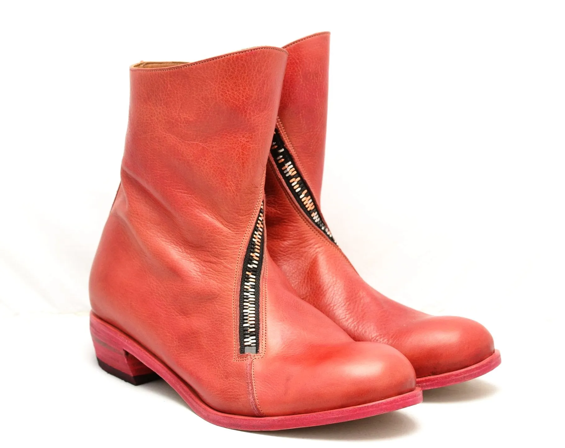 Spiral zip back boot | crimson cordovan