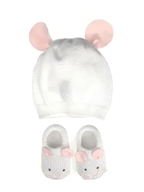 STORY LORIS - Baby white bonnet & Booties Gift Set-21195