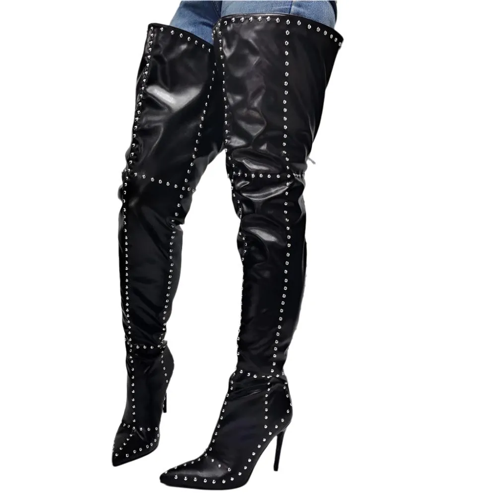 TEEK - Rivet Thigh High Ride Boots