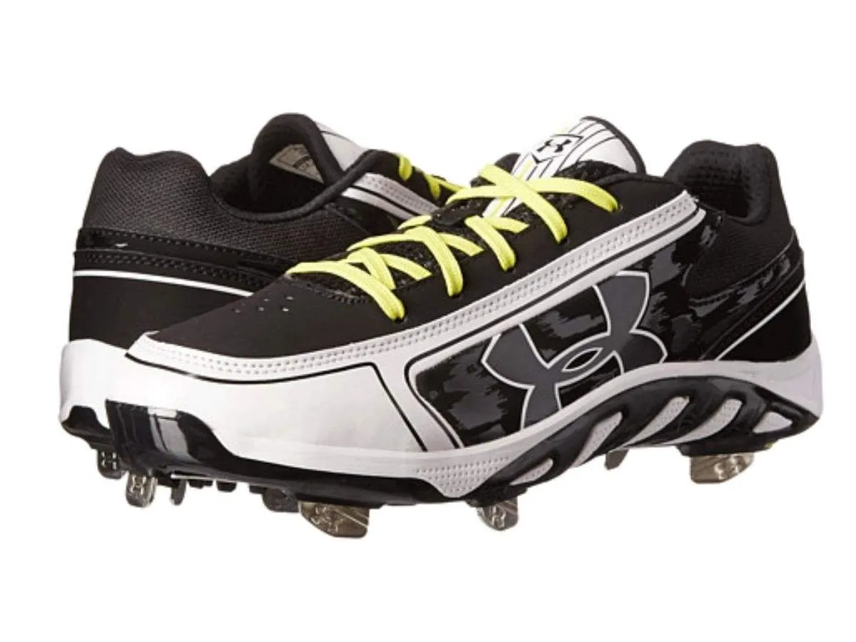 Under Armour Spine Glyde ST CC Womens Black White Softball Cleat Shoes