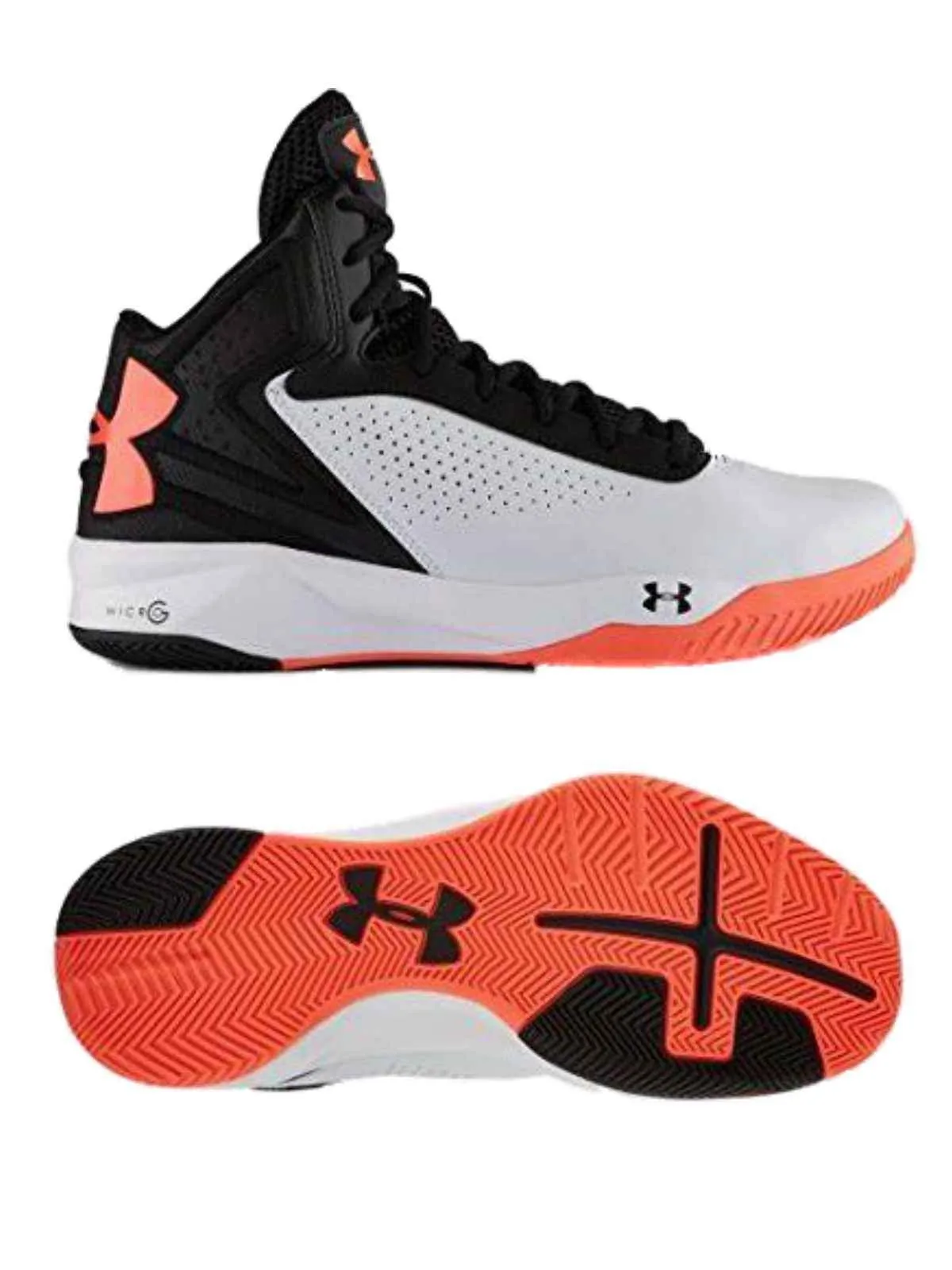 Under Armour Torch White Black and Neon Coral Men's Basketball Shoes